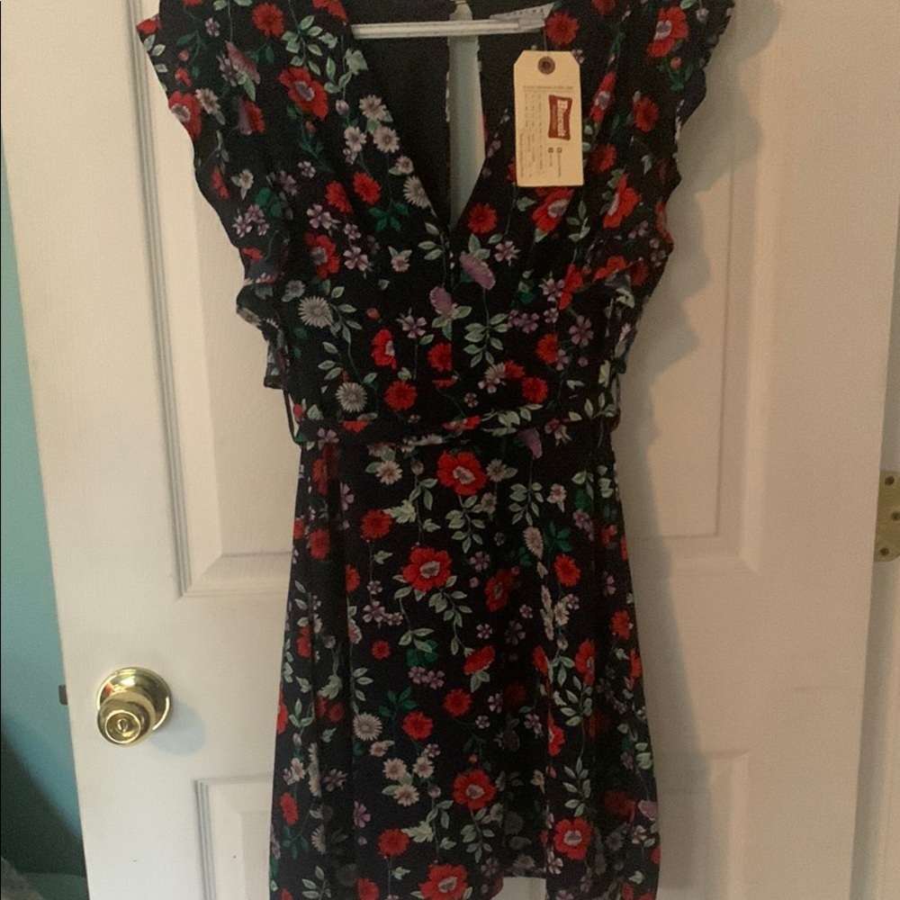 FAVLUX Floral Dress - Black and Red